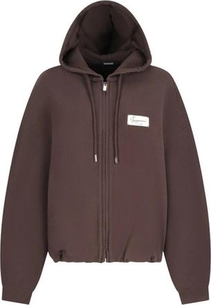 Jacquemus Le Hoodie Montaigne - Dames - Vesten met rits - Bruin - M - Katoen - Hoodies & sweatvesten