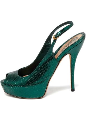Gucci 130mm Sofia snakeskin-effect sandals - Green