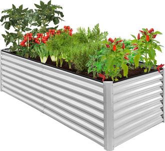 Best Choice Products 8x4x2ft Outdoor Metal Raised Garden Bed for Vegetables Flowers Herbs