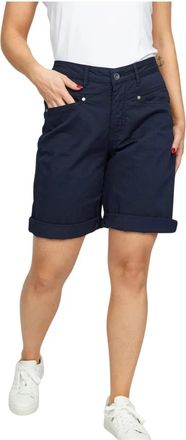 2-Biz Navy Blauwe Katoenen Shorts Tessa. Hs24 - Dames - Korte Broeken - Blauw - M - Katoen - Korte Broeken