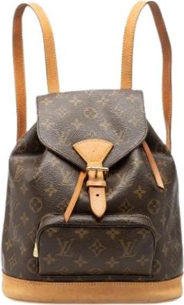 Louis Vuitton Pre-owned Montsouris PM Rugzak - Dames - Vintage Rugzakken - Bruin - ONE Size - Leer - Vintage