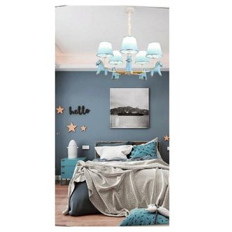 Trade Shop Trade Shop Traesio - Trade Shop - Lampadario Per Cameretta A Sospensione Cavallo In Resina 5 Portalampada E27 A45 - Azul