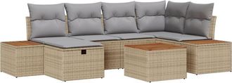 vidaXL Garden Sofa Set 7 pcs Beige 55 x 62 x 69 cm Poly rattan vidaXL
