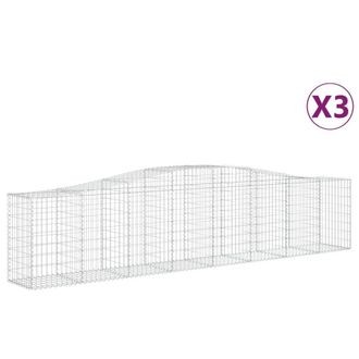 Berkfield Home Arched Gabion Baskets 3 pcs 400x50x80/100 cm Galvanised Iron in Silver