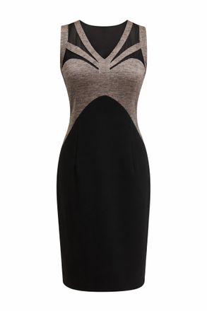 Joseph Ribkoff Womens Sleeveless Knee-Length Dress In Black & Bronze