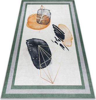 RugsX Rugsx - Alfombra Lavable Andre 1088 Abstracci&oacute;n, Marco Antideslizante - Blanco / Verde Multicolour 120x170 Cm