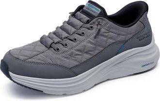 Skechers Mens Contour Foam Cozy Fit Sneaker, Charcoal Mesh/Duraleather/Black Trim, 12 UK