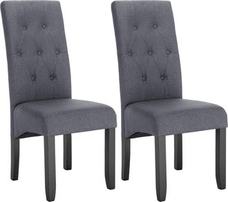 Woltu Lot De 2 Chaises De Salle &Agrave; Manger Woltu, Chaises Scandinaves En Lin Et Bois Massif, 47 X 42 X 107 Cm, Gris Fonc&eacute;