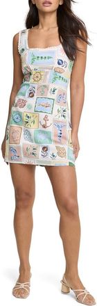 Nobody's Child Ciara Mixed Print Minidress in Open White at Nordstrom, Size 12