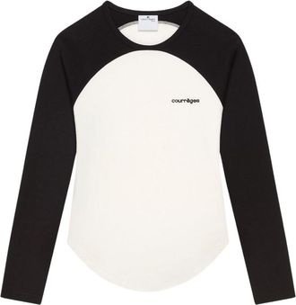 Courrèges BlackWhite Long Sleeves Logo T-Shirt