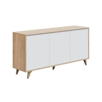 Mirakemueble Mirakemueble - Aparador Kikua Plus Blanco Artik (blanco Mate) - Roble Canadian 154cm (ancho) X 75cm (alto)