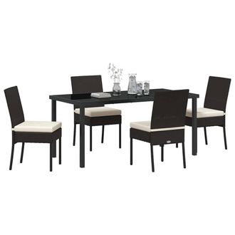 Berkfield Home Modern 5 Piece Garden Dining Set Black Poly Rattan