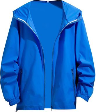 Generic Zip Up Jackets For Men, Mens Lightweight Jackets Casual Summer Mens Fashion Solid Colour Jackets With Pockets Business Simple Cotton Jacket Zip Suit J