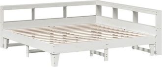 vidaXL Bookcase Bed without Mattress White 200x200cm Solid Wood Pine Vidaxl