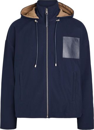 Loewe Anagram Hooded Canvas Jacket - Navy - 46 (IT46 / S)