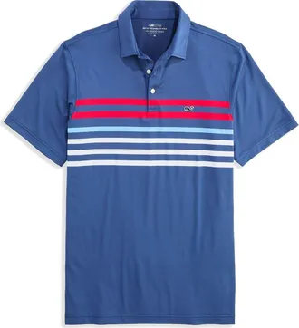 Vineyard Vines Conch Stripe Sankaty Performance Polo in Rwb Banner Stripe at Nordstrom, Size Xx-Large