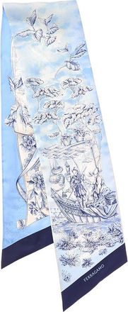 Ferragamo Voyage Print Silk Scarf