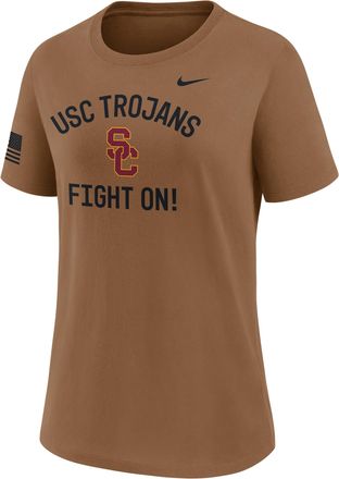 Nike USC 2026 Military Appreciation Nike Womens Dri-FIT College T-Shirt in Brown | 03KQ2EASCJ-WYJ