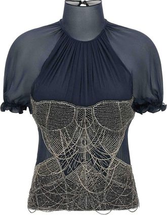 The Attico Jewel Embroidery Top