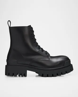 Balenciaga Men & apos;s Strike Lug-Sole Zip Combat Boots