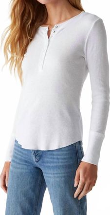 Michael Stars Womens Regan Thermal Henley Top In White