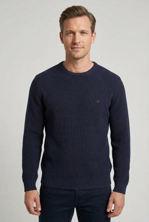 Fynch-Hatton Strickpullover FYNCH-HATTON, Herren, Gr. 4XL, navy, Strick, Obermaterial: 100% Baumwolle, unifarben, normal h&uuml;ftbedeckend, Rundhals, Flachstrickb&uuml;ndch