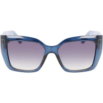 Ferragamo Gancini 55mm Gradient Rectangular Sunglasses in Transparent Blue at Nordstrom Rack