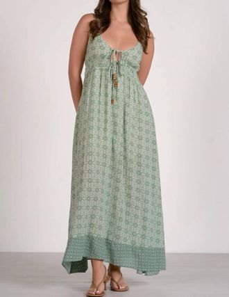 Elan Spaghetti Strap Dress In Green