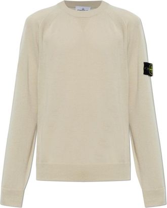 Stone Island Wool Sweater - Heren - Ronde hals truien - Beige - S - Wol - Truien & Vesten