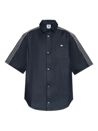 adidas denim shirt - women - Cotton - S - Blue