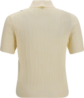 Versace Mens Jacquard Cotton Knit Polo White Shirts T-shirts And Polos