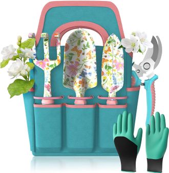 OEM Kit De Herramientas De Jardiner&iacute;a De 6 Piezas, Aleaci&oacute;n De Aluminio + Bolsa, Mango Ergon&oacute;mico, Estampado Floral, Ideal Para Regalar