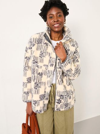 Fat Face FatFace Rosie Ivory Papercut Floral Zip Through Fleece