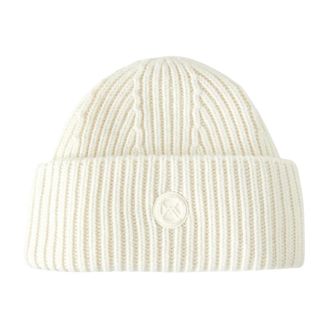 Yves Salomon Beanie Muts met Logo - Dames - Hoeden - Wit - ONE Size - Wol - Accessoires