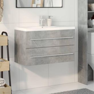 Berkfield Home Durable 2 Piece Bathroom Furniture Set Concrete Grey Engineered Wood