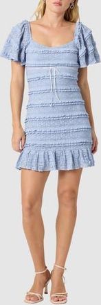 All in Favor Flutter Sleeve Lace Minidress in Periwinkle at Nordstrom Rack, Size X-Small