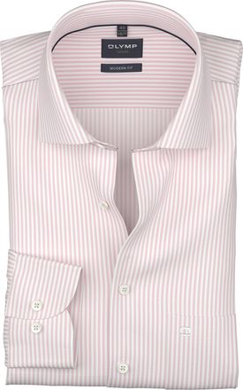 Olymp Businesshemd OLYMP Luxor modern fit, Herren, Gr. 38, N-Gr, hellrose, Web, Obermaterial: 100% Baumwolle, 2-Knopf-Manschette, Hemden Businesshemd, fein 