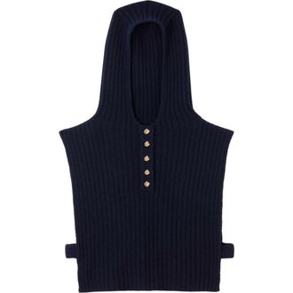 Sandro Wool hooded sweater collar in Navy Blue at Nordstrom