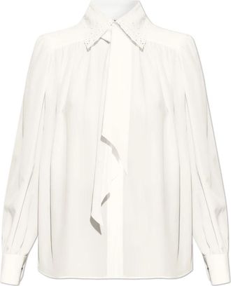 Chlo&eacute; Zijden overhemd - Dames - Overhemden - Beige - S - Overhemden