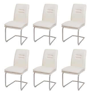 Hhg Hhg - Nunca Usado] Lote De 6 Sillas De Comedor 930, Silla De Cocina Basculante, Tela/textil Acero Inoxidable Cepillado, Crema-beige