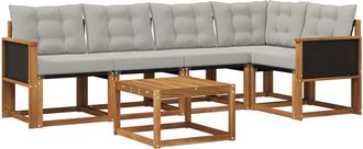 vidaXL Conjunto De Sof&aacute;s De Exterior 6 Uds. Natural Y Gris Claro Vidaxl