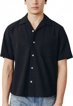 Corridor Mens Floral Eyelet Short Sleeve Shirt In Black