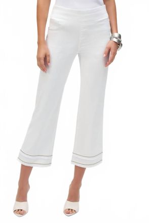 Joseph Ribkoff Straight Crop Pull-On Jeans With Beading In White
