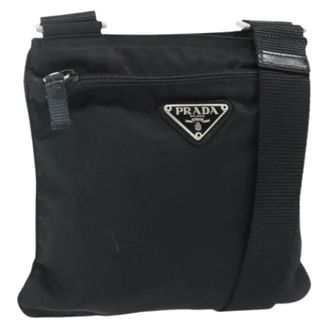 Prada Pre-owned Cross Body Bags, female, Black, Size: ONE SIZE Pre-owned Nylon Shoulder Bag