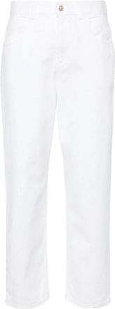 Moncler High-Rise Cropped Jeans - Dames - Vrijetijds broeken - Wit - XS - Katoen - Broeken