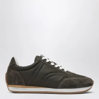Toteme Sneakers verde oliva in suede e tessuto