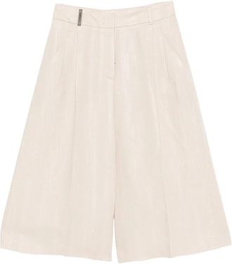 PESERICO Front-Pleat Shorts - Dames - Korte Broeken - Beige - S - Leer - Korte Broeken
