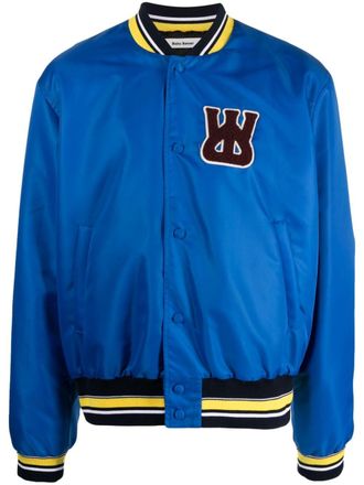 Wales Bonner logo-patch bomber jacket - Blue