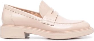 Gianvito Rossi Beige Leren Loafers met Chunky Zool - Dames - Loafers - Beige - 38 1/2 EU - Leer - Schoenen