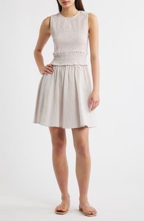 FRNCH Antonietta Smocked Sleeveless Minidress in Rose Pale at Nordstrom, Size X-Small